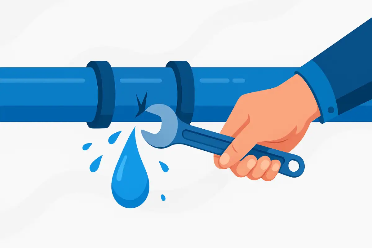 Illustration des gestes d'urgence en cas de fuite d'eau
